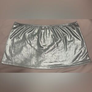 Metallic Silver rave lingerie micro Skirt OS